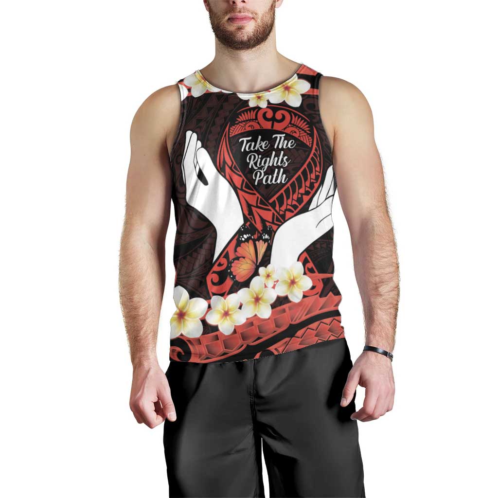 Polynesia AIDS Awareness Month Men Tank Top Take The Rights Path Polynesian Pattern LT14 - Polynesian Pride