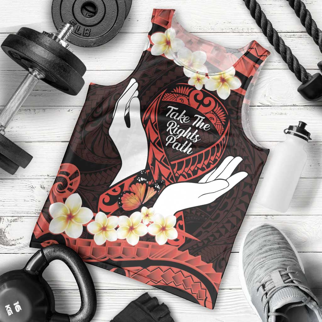 Polynesia AIDS Awareness Month Men Tank Top Take The Rights Path Polynesian Pattern LT14 - Polynesian Pride