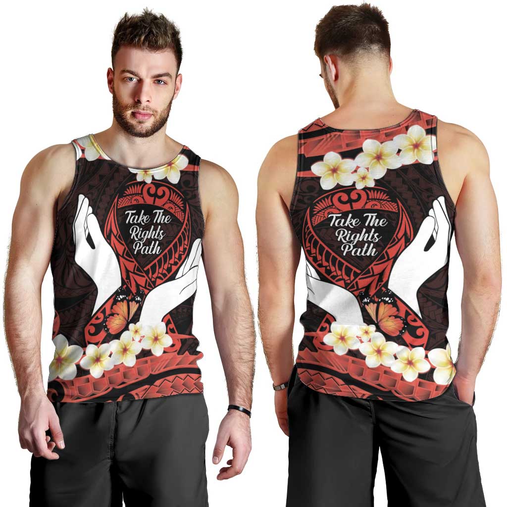 Polynesia AIDS Awareness Month Men Tank Top Take The Rights Path Polynesian Pattern LT14 - Polynesian Pride