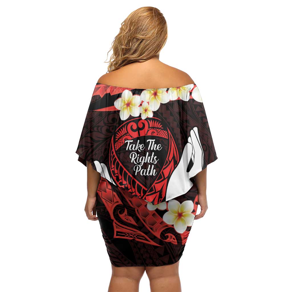 Polynesia AIDS Awareness Month Off Shoulder Short Dress Take The Rights Path Polynesian Pattern LT14 - Polynesian Pride