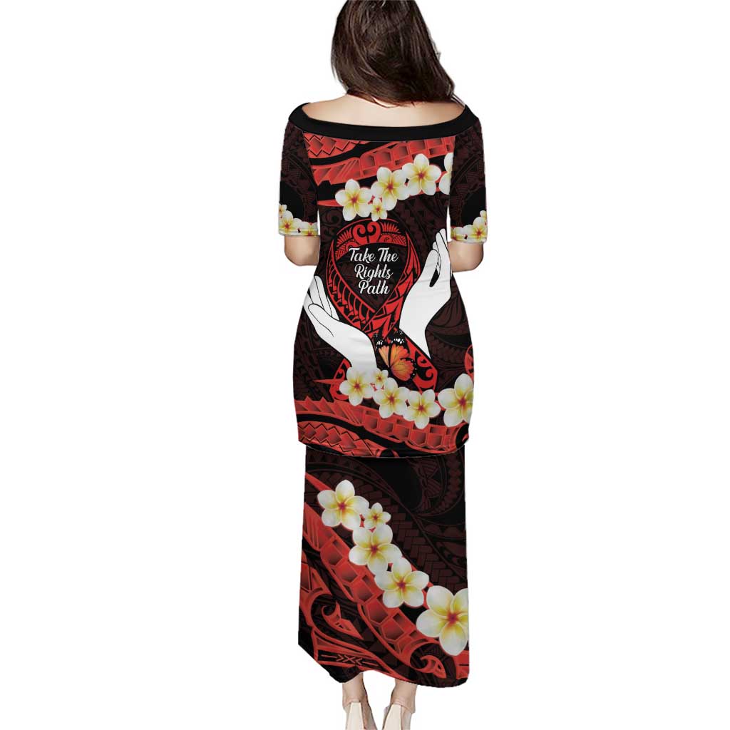 Polynesia AIDS Awareness Month Puletasi Take The Rights Path Polynesian Pattern LT14 - Polynesian Pride