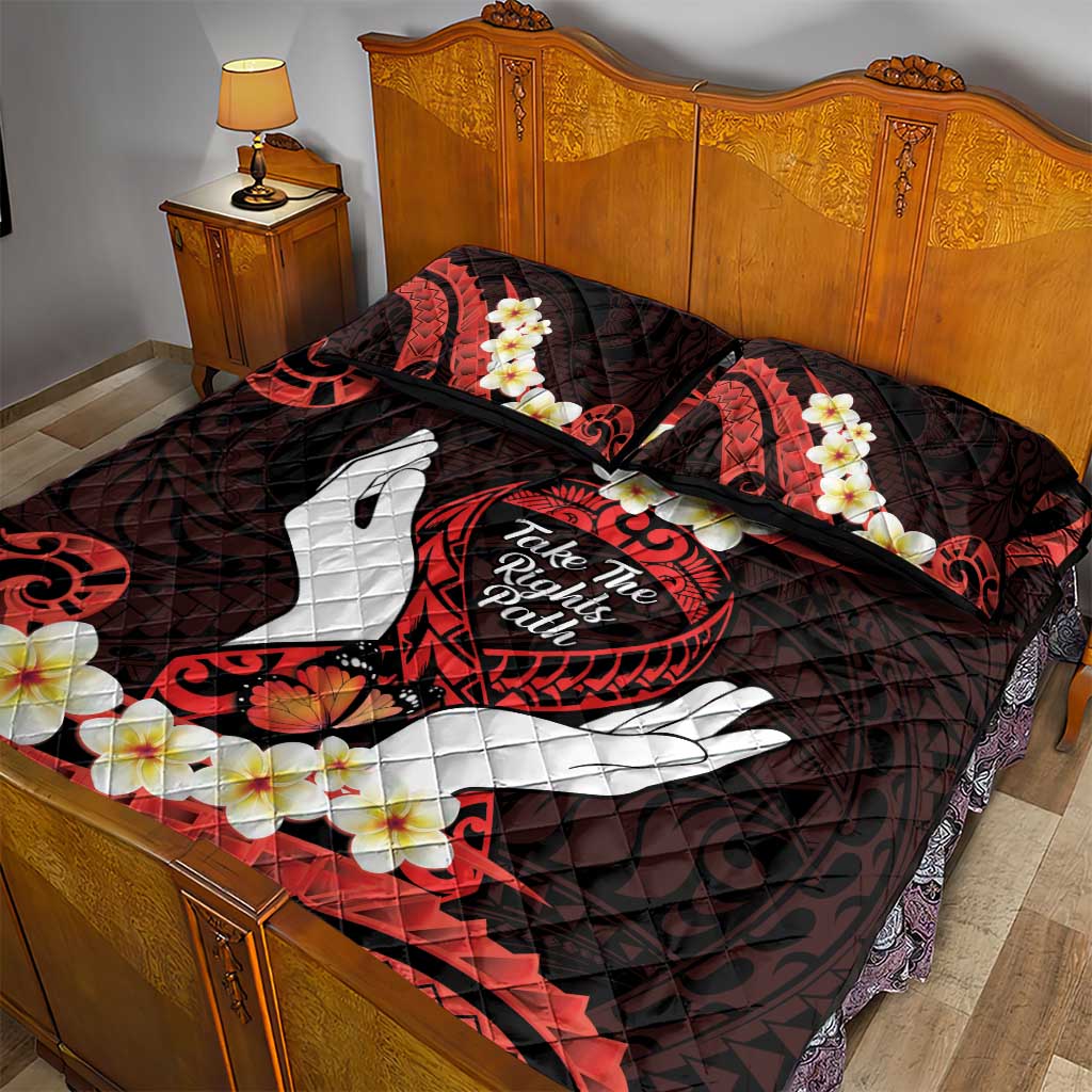 Polynesia AIDS Awareness Month Quilt Bed Set Take The Rights Path Polynesian Pattern LT14 - Polynesian Pride