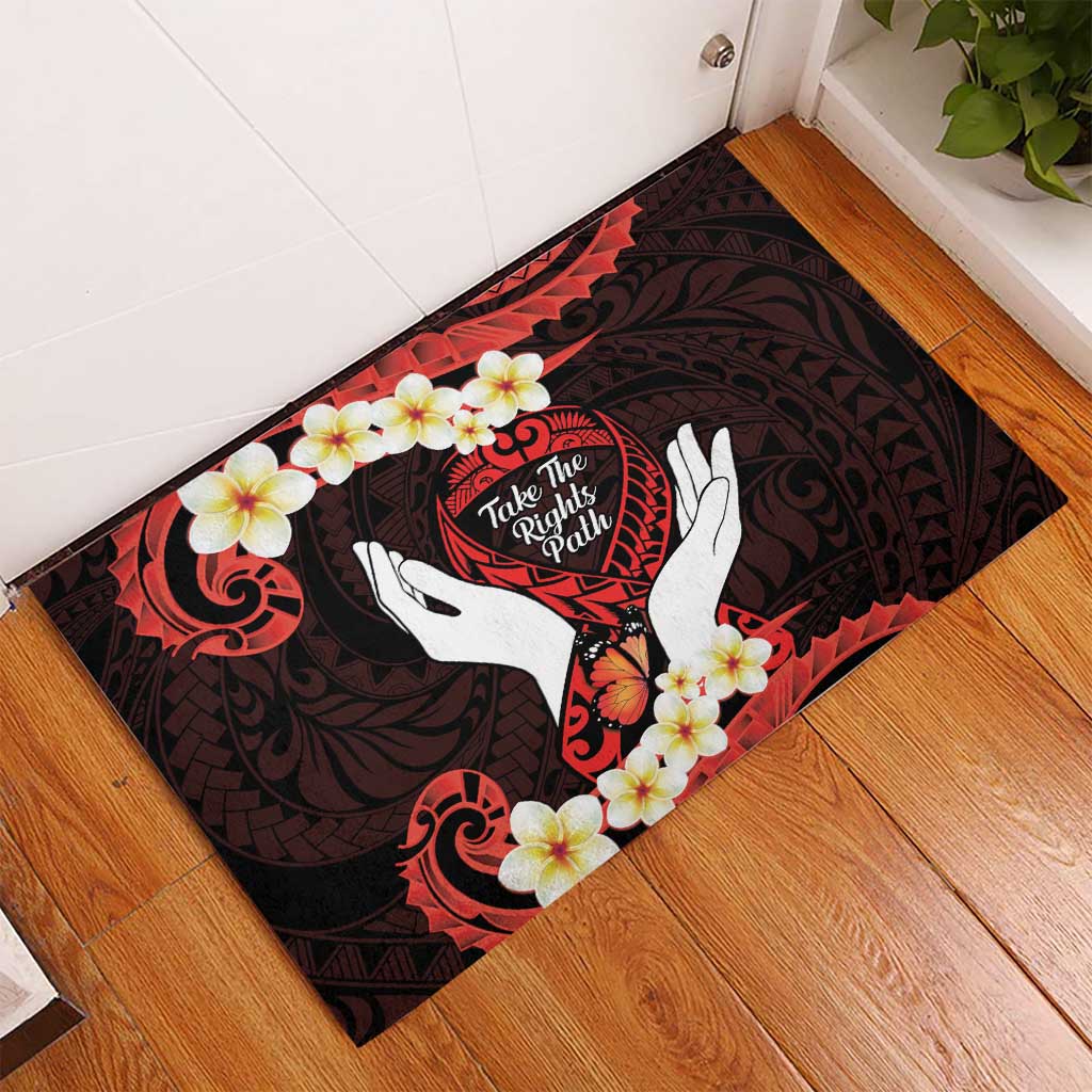 Polynesia AIDS Awareness Month Rubber Doormat Take The Rights Path Polynesian Pattern LT14 - Polynesian Pride