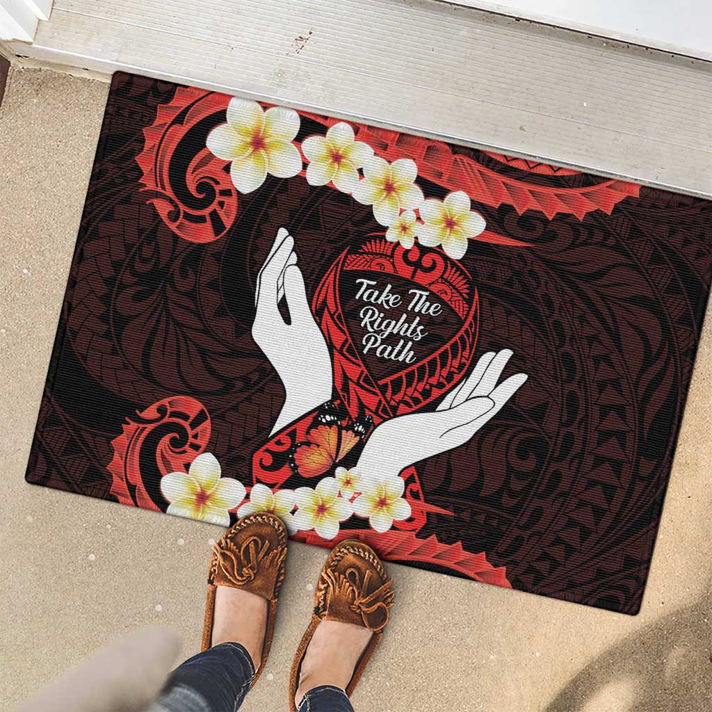 Polynesia AIDS Awareness Month Rubber Doormat Take The Rights Path Polynesian Pattern LT14 - Polynesian Pride