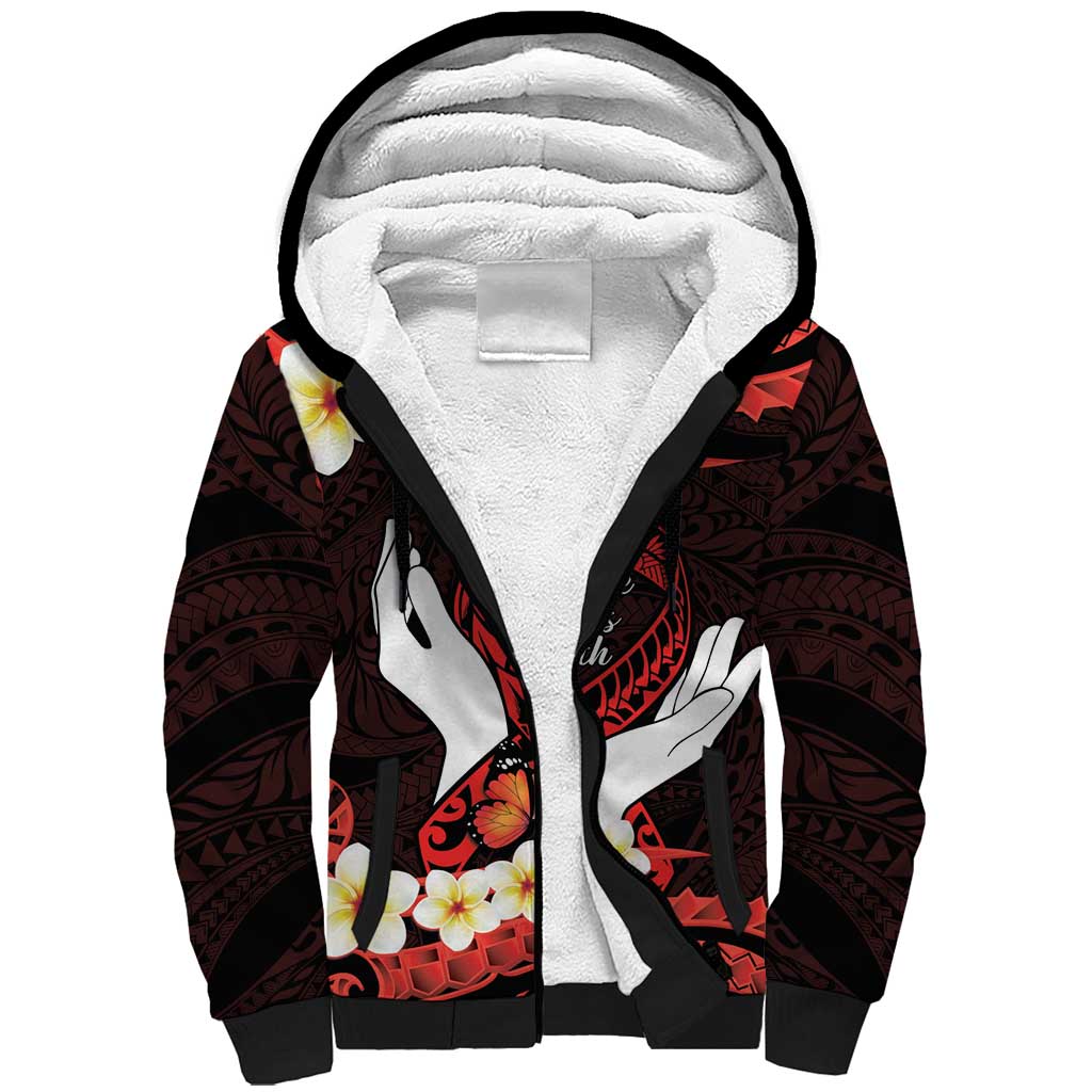 Polynesia AIDS Awareness Month Sherpa Hoodie Take The Rights Path Polynesian Pattern