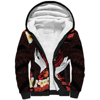 Polynesia AIDS Awareness Month Sherpa Hoodie Take The Rights Path Polynesian Pattern LT14 Unisex Red - Polynesian Pride
