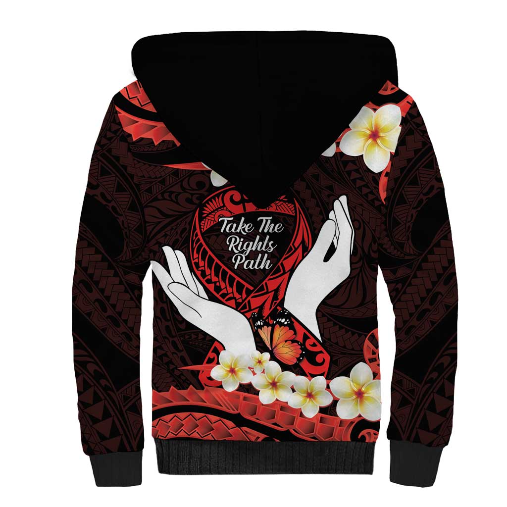Polynesia AIDS Awareness Month Sherpa Hoodie Take The Rights Path Polynesian Pattern LT14 - Polynesian Pride