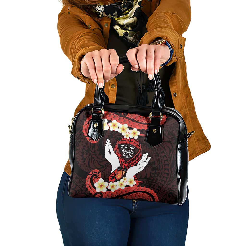 Polynesia AIDS Awareness Month Shoulder Handbag Take The Rights Path Polynesian Pattern