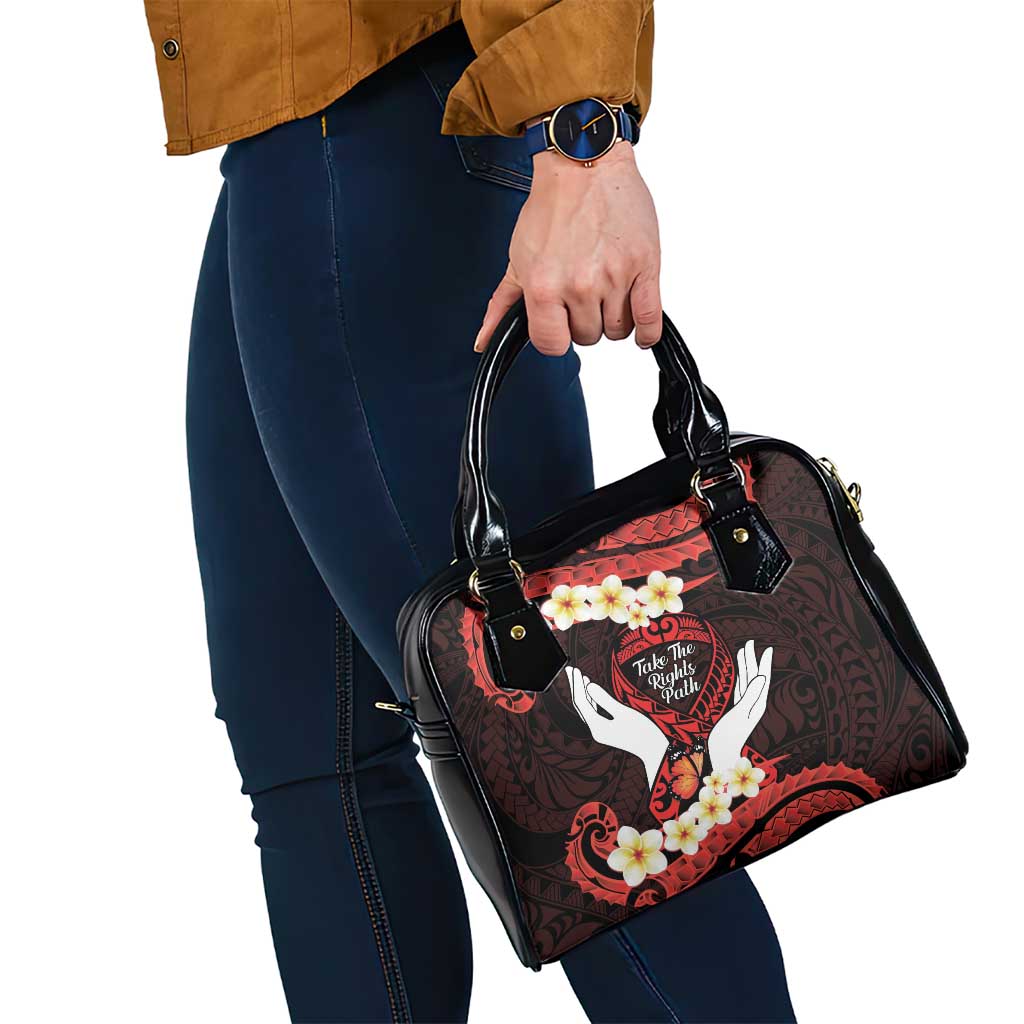 Polynesia AIDS Awareness Month Shoulder Handbag Take The Rights Path Polynesian Pattern