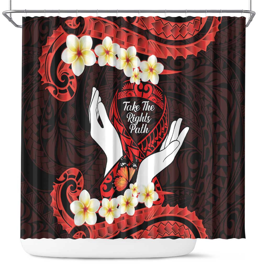 Polynesia AIDS Awareness Month Shower Curtain Take The Rights Path Polynesian Pattern