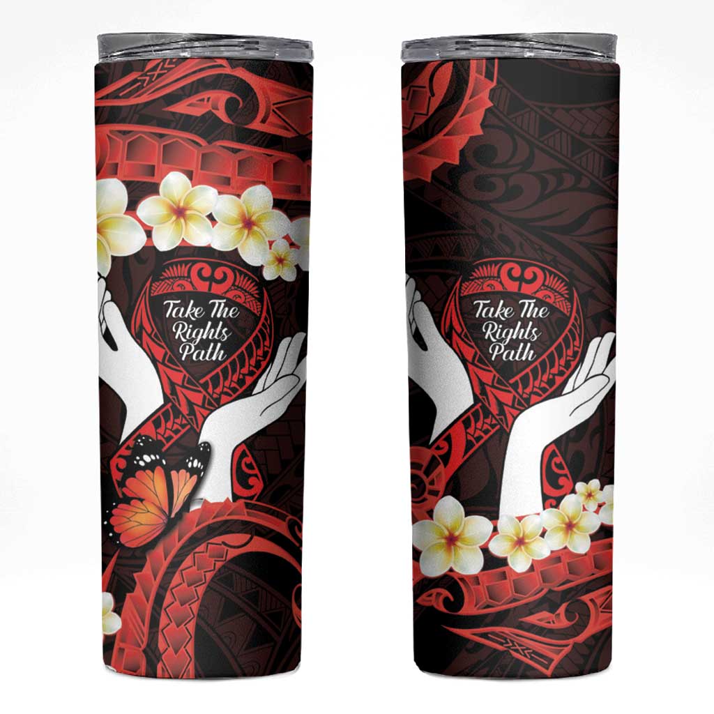 Polynesia AIDS Awareness Month Skinny Tumbler Take The Rights Path Polynesian Pattern