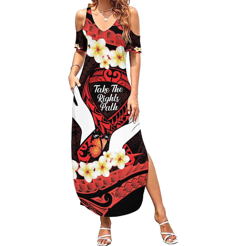 Polynesia AIDS Awareness Month Summer Maxi Dress Take The Rights Path Polynesian Pattern LT14 Women Red - Polynesian Pride