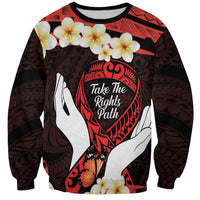 Polynesia AIDS Awareness Month Sweatshirt Take The Rights Path Polynesian Pattern LT14 Unisex Red - Polynesian Pride