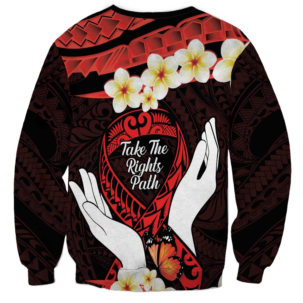Polynesia AIDS Awareness Month Sweatshirt Take The Rights Path Polynesian Pattern LT14 - Polynesian Pride