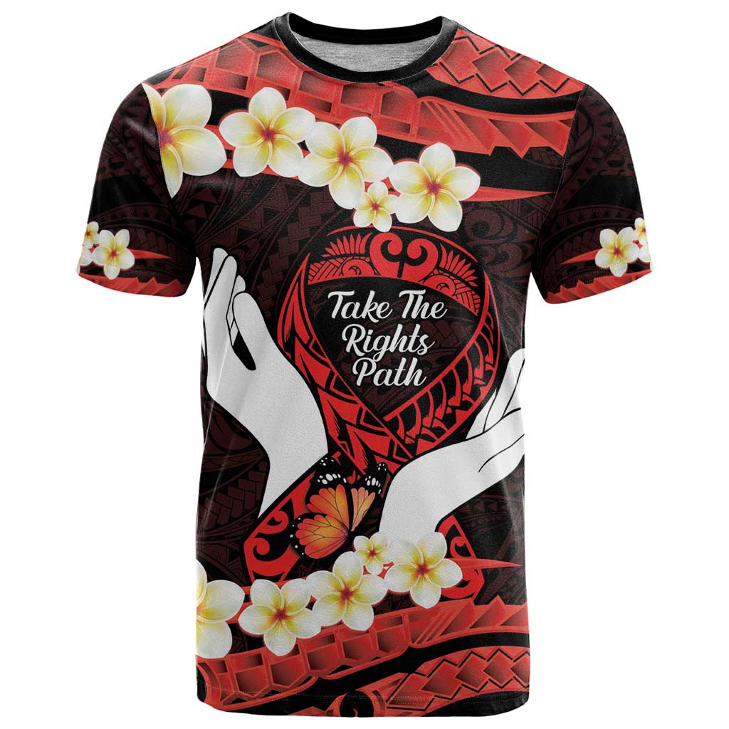 Polynesia AIDS Awareness Month T Shirt Take The Rights Path Polynesian Pattern LT14 Red - Polynesian Pride