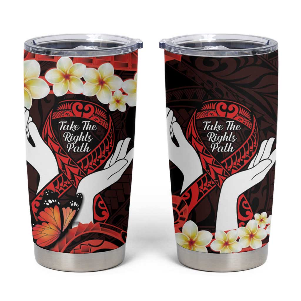Polynesia AIDS Awareness Month Tumbler Cup Take The Rights Path Polynesian Pattern LT14 Red - Polynesian Pride