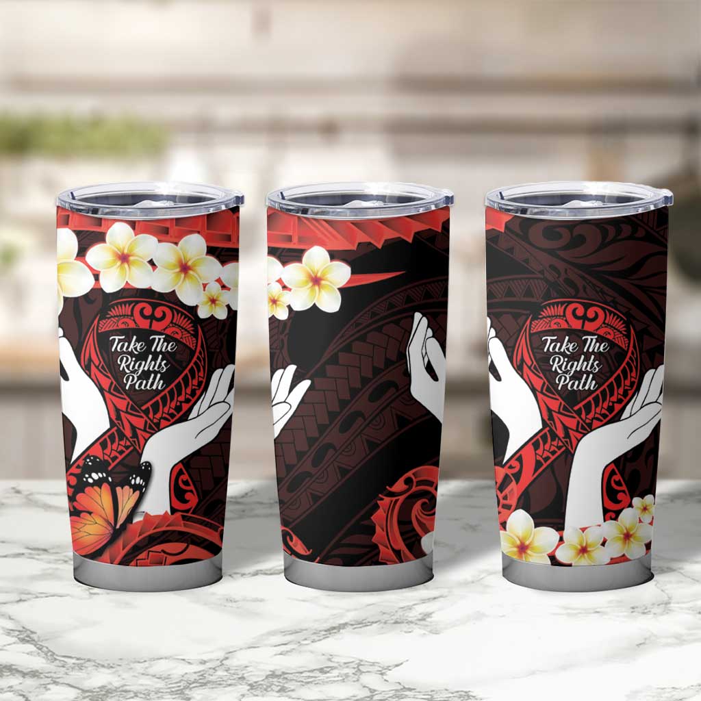 Polynesia AIDS Awareness Month Tumbler Cup Take The Rights Path Polynesian Pattern LT14 - Polynesian Pride