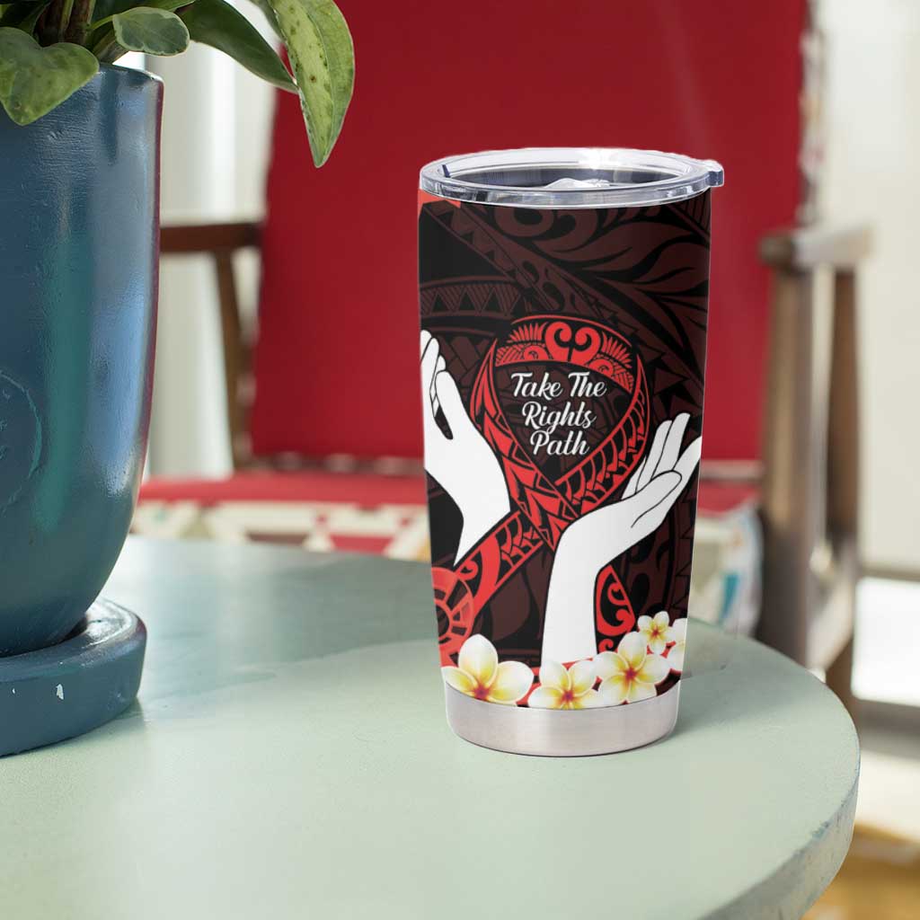 Polynesia AIDS Awareness Month Tumbler Cup Take The Rights Path Polynesian Pattern LT14 - Polynesian Pride