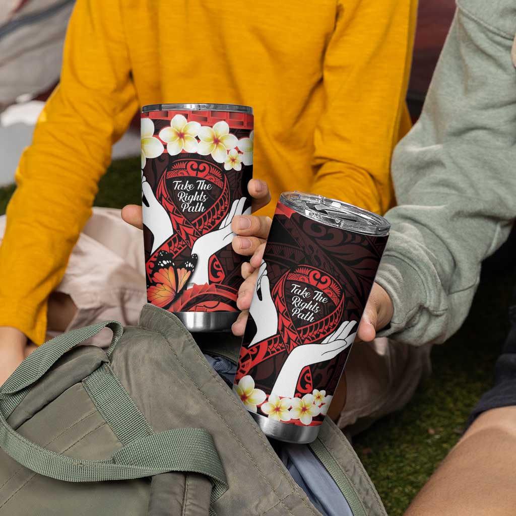 Polynesia AIDS Awareness Month Tumbler Cup Take The Rights Path Polynesian Pattern LT14 - Polynesian Pride