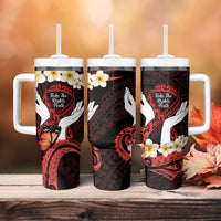 Polynesia AIDS Awareness Month Tumbler With Handle Take The Rights Path Polynesian Pattern LT14 - Polynesian Pride