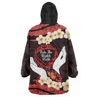 Polynesia AIDS Awareness Month Wearable Blanket Hoodie Take The Rights Path Polynesian Pattern LT14 - Polynesian Pride