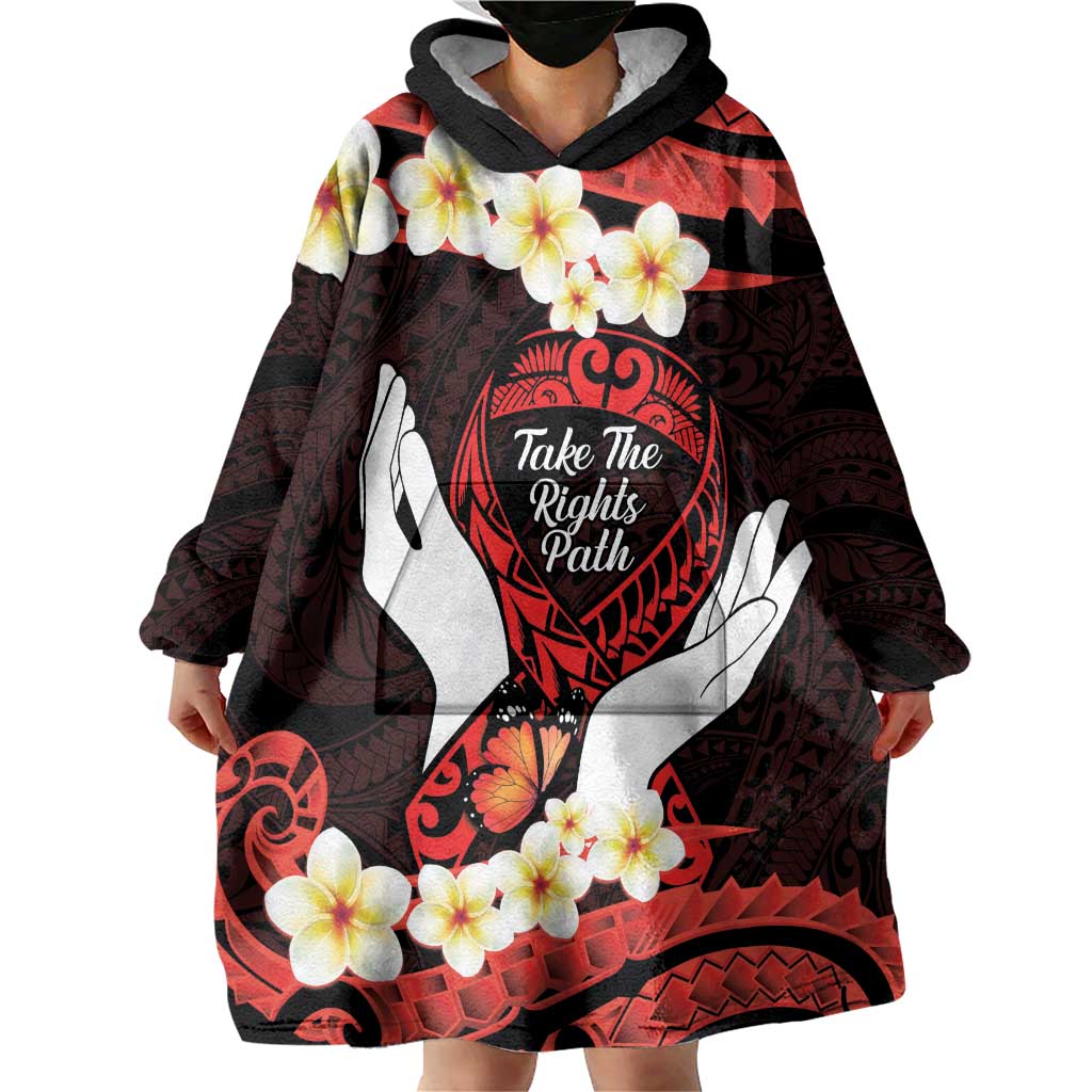 Polynesia AIDS Awareness Month Wearable Blanket Hoodie Take The Rights Path Polynesian Pattern LT14 - Polynesian Pride