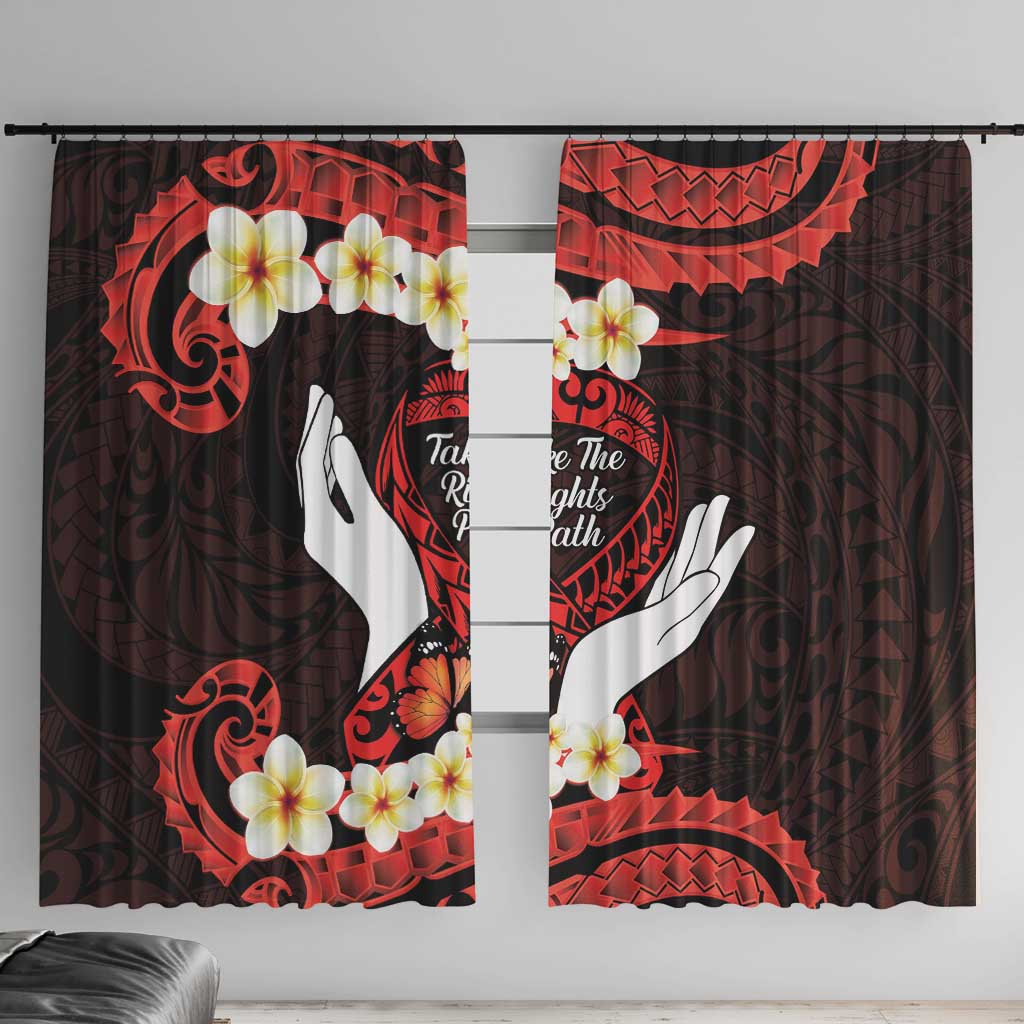 Polynesia AIDS Awareness Month Window Curtain Take The Rights Path Polynesian Pattern LT14 With Hooks Red - Polynesian Pride