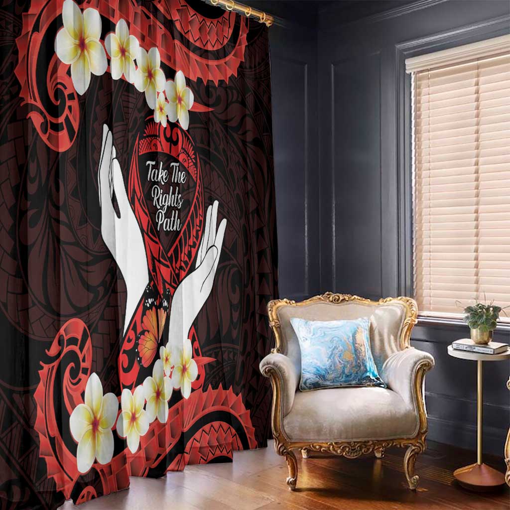 Polynesia AIDS Awareness Month Window Curtain Take The Rights Path Polynesian Pattern LT14 - Polynesian Pride