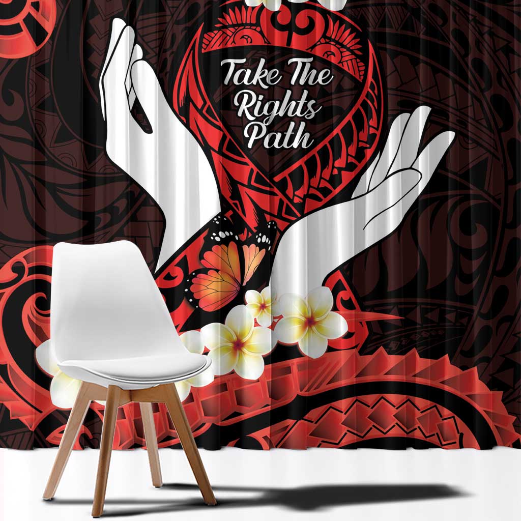Polynesia AIDS Awareness Month Window Curtain Take The Rights Path Polynesian Pattern LT14 - Polynesian Pride