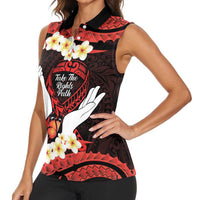 Polynesia AIDS Awareness Month Women Sleeveless Polo Shirt Take The Rights Path Polynesian Pattern