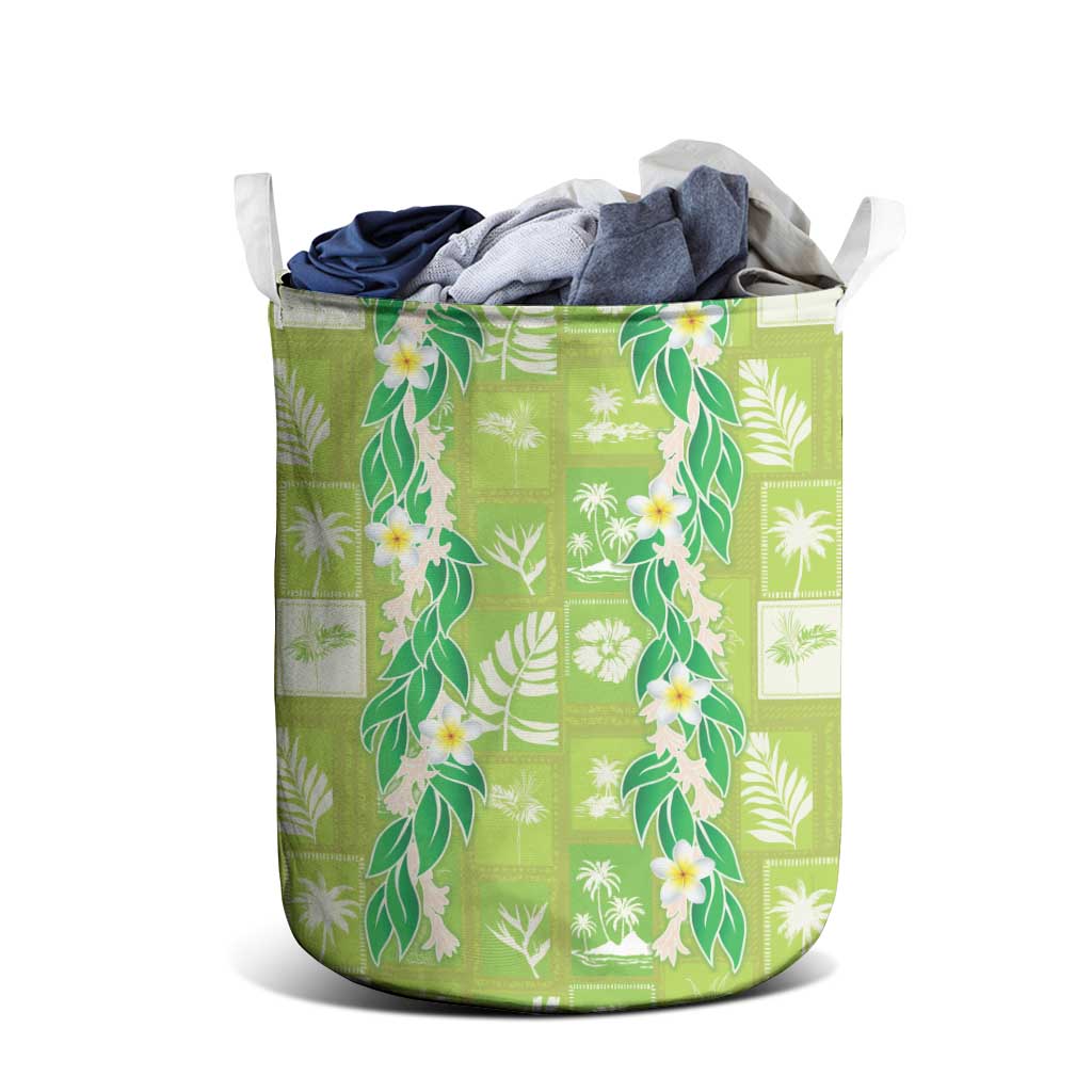 Aloha Hawaii Tuberose Lei Laundry Basket Tropical Vibes Green Color LT14 - Polynesian Pride