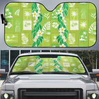 Aloha Hawaii Tuberose Lei Auto Sun Shade Tropical Vibes Green Color - Polynesian Pride