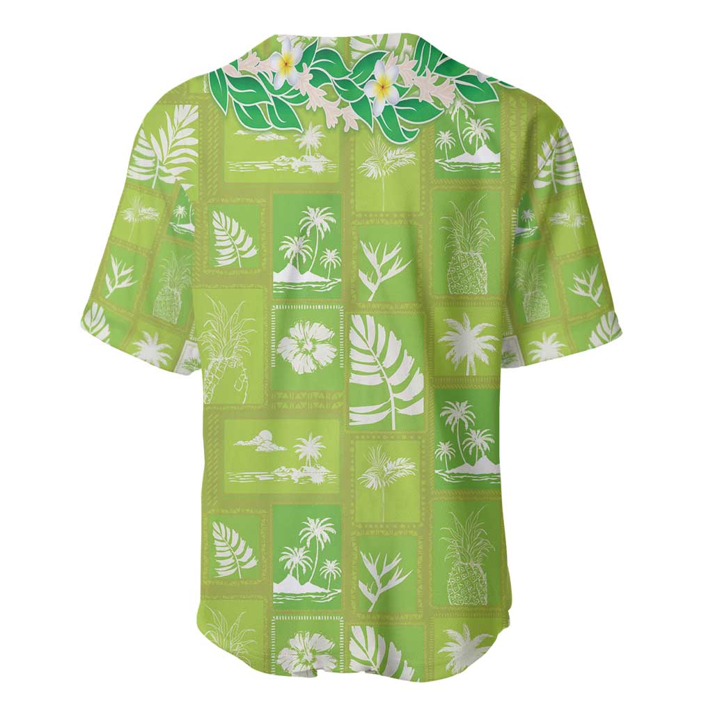 Aloha Hawaii Tuberose Lei Baseball Jersey Tropical Vibes Green Color - Polynesian Pride