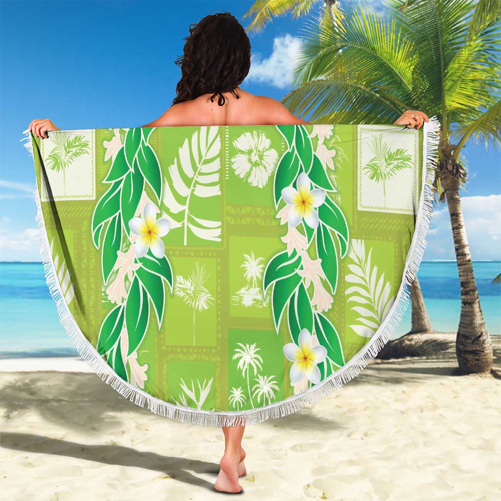 Aloha Hawaii Tuberose Lei Beach Blanket Tropical Vibes Green Color - Polynesian Pride
