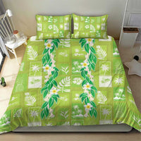 Aloha Hawaii Tuberose Lei Bedding Set Tropical Vibes Green Color - Polynesian Pride