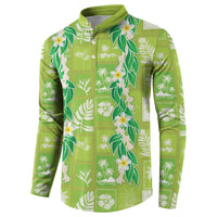 Aloha Hawaii Tuberose Lei Button Sweatshirt Tropical Vibes Green Color - Polynesian Pride