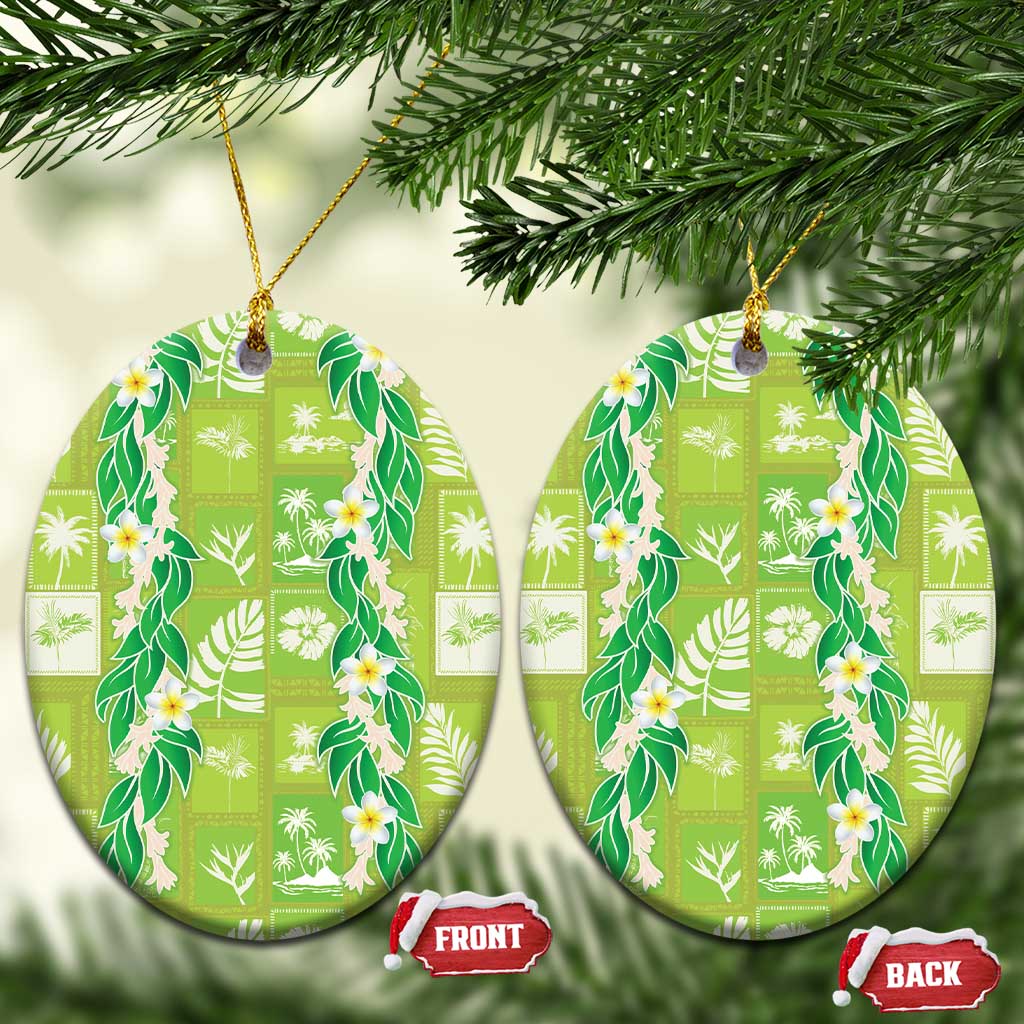 Aloha Hawaii Tuberose Lei Ceramic Ornament Tropical Vibes Green Color - Polynesian Pride
