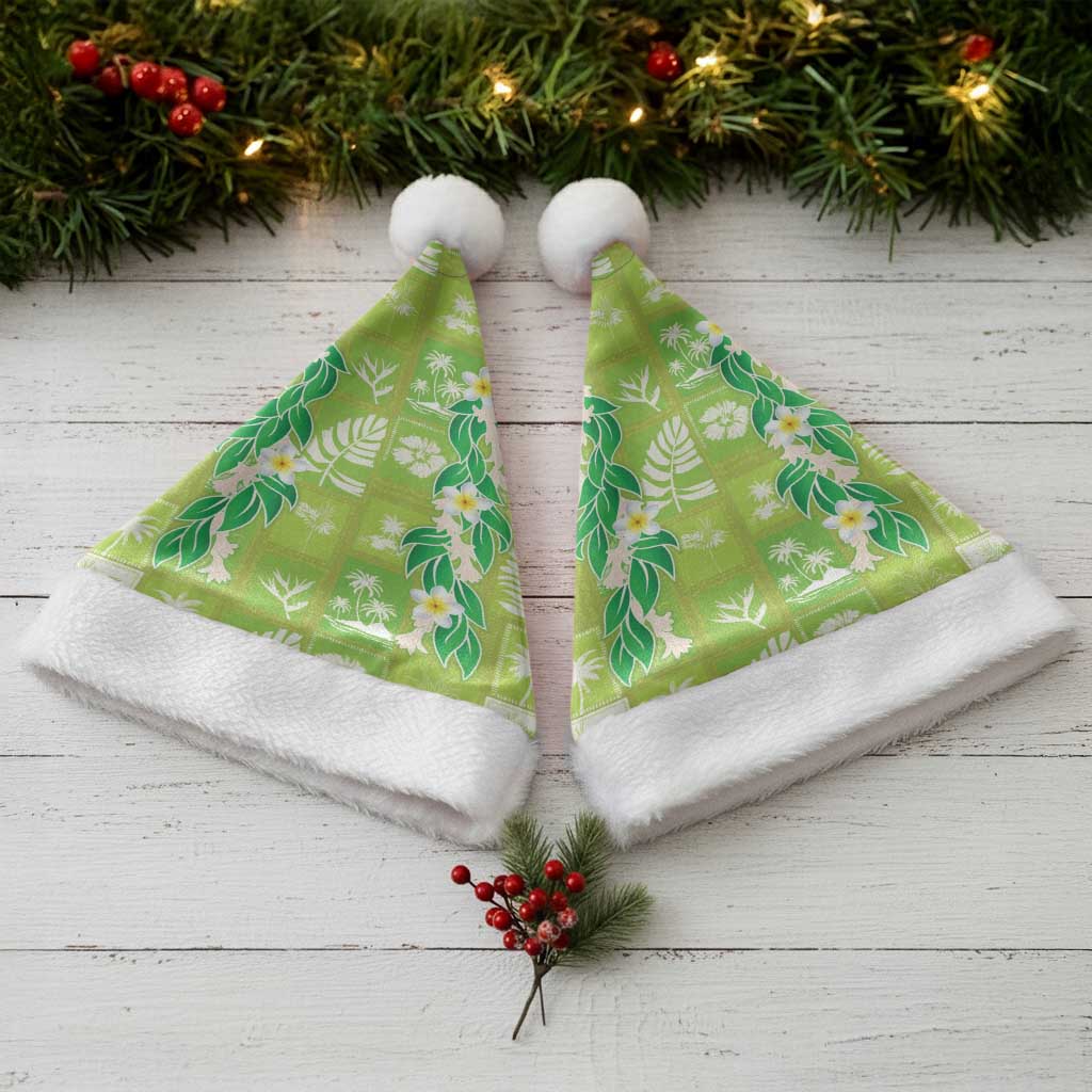 Aloha Hawaii Tuberose Lei Christmas Santa Hat Tropical Vibes Green Color - Polynesian Pride