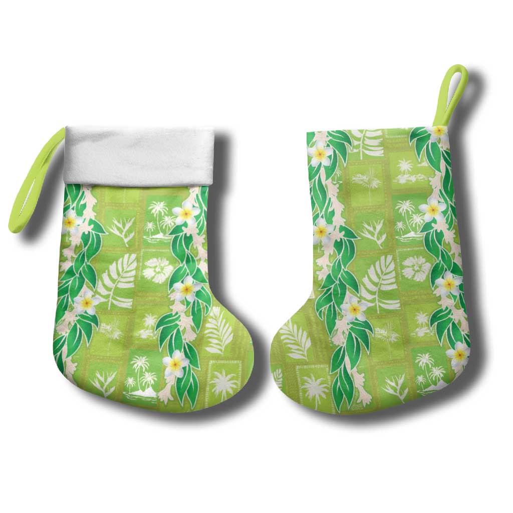 Aloha Hawaii Tuberose Lei Christmas Stocking Tropical Vibes Green Color - Polynesian Pride