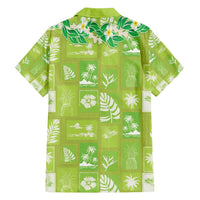 Aloha Hawaii Tuberose Lei Family Matching Summer Maxi Dress and Hawaiian Shirt Tropical Vibes Green Color - Polynesian Pride