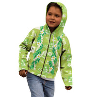 Aloha Hawaii Tuberose Lei Kid Hoodie Tropical Vibes Green Color - Polynesian Pride