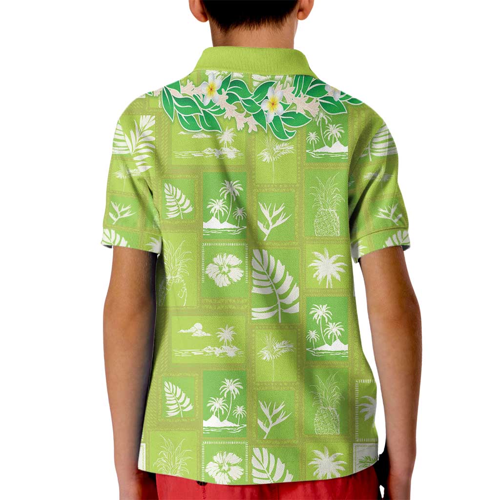 Aloha Hawaii Tuberose Lei Kid Polo Shirt Tropical Vibes Green Color - Polynesian Pride
