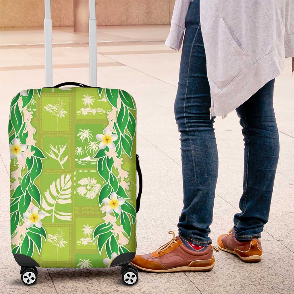 Aloha Hawaii Tuberose Lei Luggage Cover Tropical Vibes Green Color - Polynesian Pride