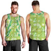 Aloha Hawaii Tuberose Lei Men Tank Top Tropical Vibes Green Color - Polynesian Pride