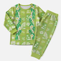 Aloha Hawaii Tuberose Lei Christmas Pajama Set Tropical Vibes Green Color - Polynesian Pride