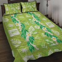Aloha Hawaii Tuberose Lei Quilt Bed Set Tropical Vibes Green Color - Polynesian Pride
