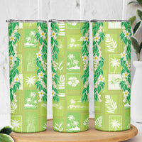 Aloha Hawaii Tuberose Lei Skinny Tumbler Tropical Vibes Green Color - Polynesian Pride