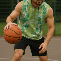 Aloha Hawaii Tuberose Lei Sleeveless Hoodie Tropical Vibes Green Color - Polynesian Pride