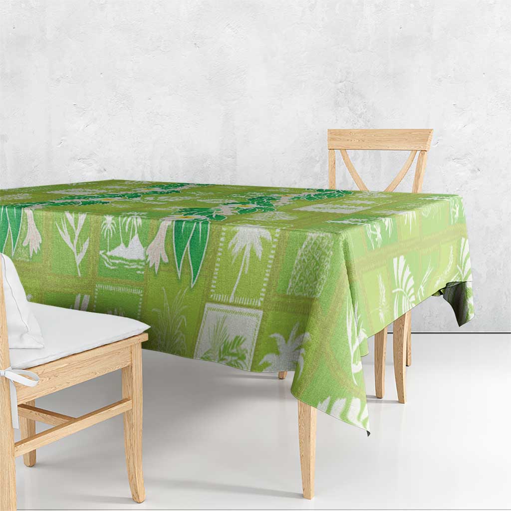 Aloha Hawaii Tuberose Lei Tablecloth Tropical Vibes Green Color - Polynesian Pride