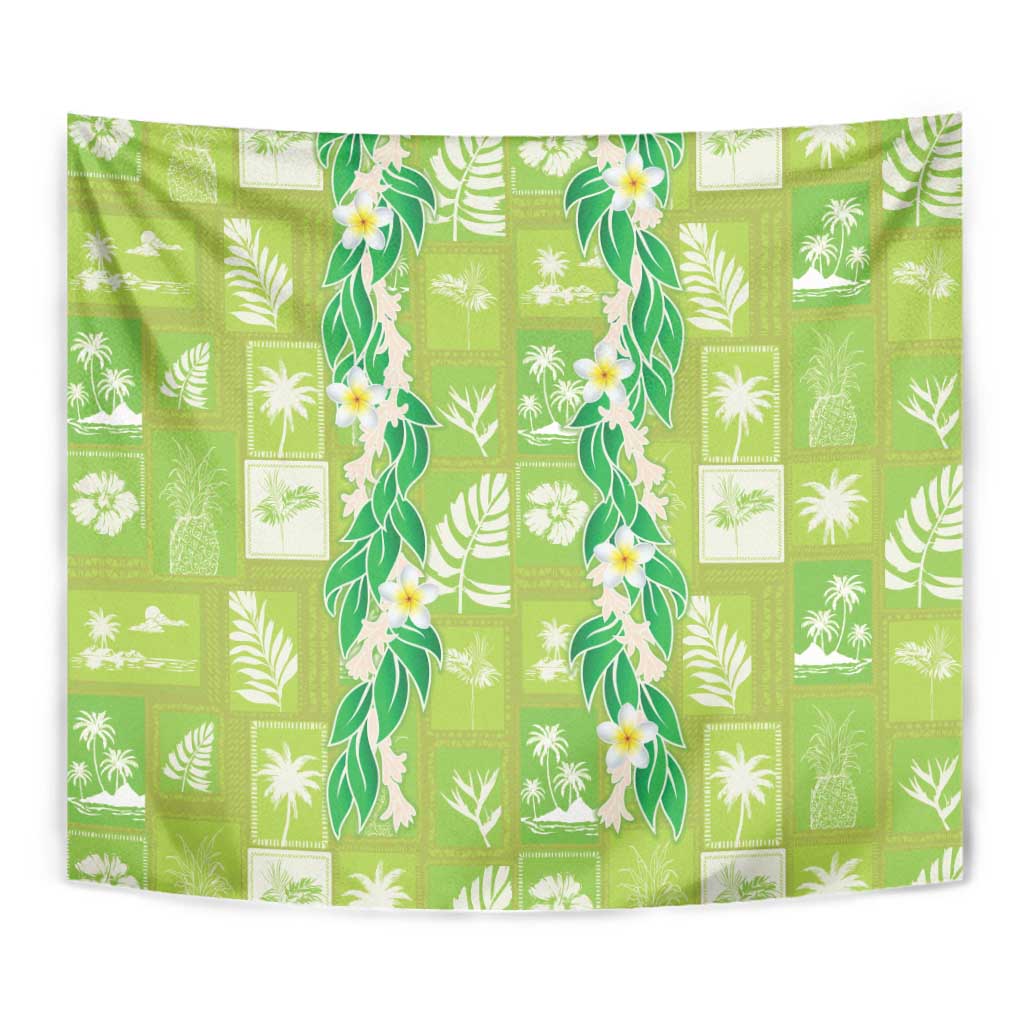 Aloha Hawaii Tuberose Lei Tapestry Tropical Vibes Green Color - Polynesian Pride